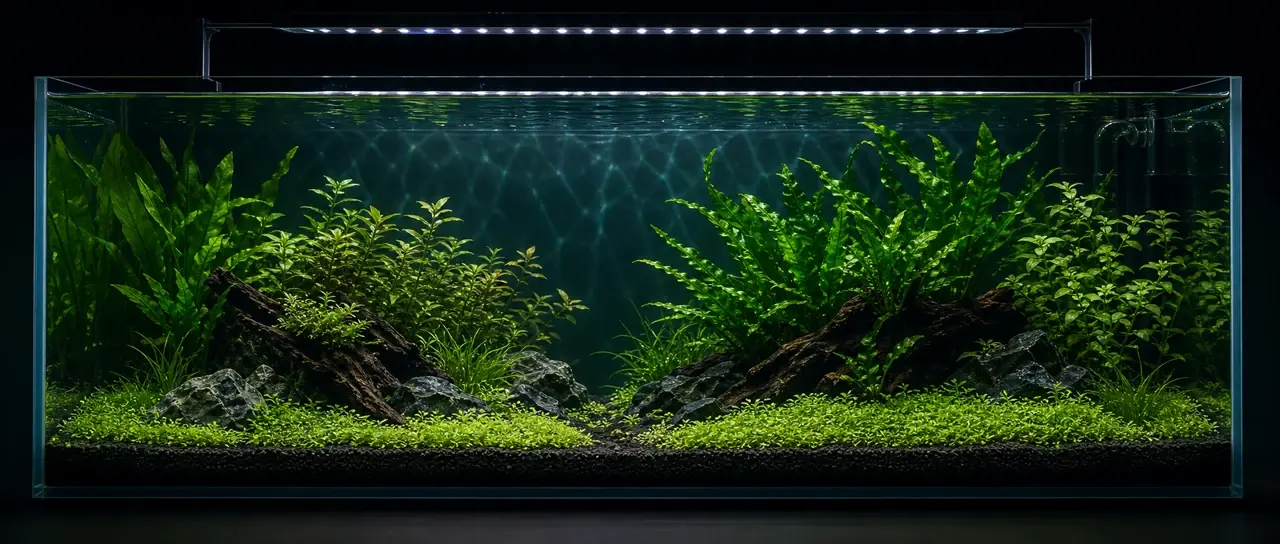 60cm 水草缸側面全景與茂密水草造景